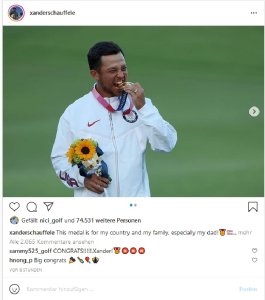 Klicken Sie hier, um das große Bild anzusehen: Xander Schauffele ; Bildquelle: Instagramm