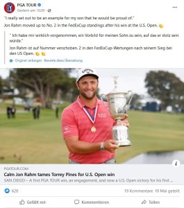Klicken Sie hier, um das große Bild anzusehen: John Rahm, US Open 2021, Torrey Pines; Bildquelle: www.facebook.com