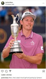 Klicken Sie hier, um das große Bild anzusehen: Cameron Smith, Open Championship 2022, St. Andrews; Bildquelle: www instagram.com